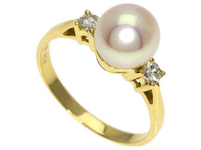 Anello Tiffany & Co. in perla e diamanti in oro giallo 18K