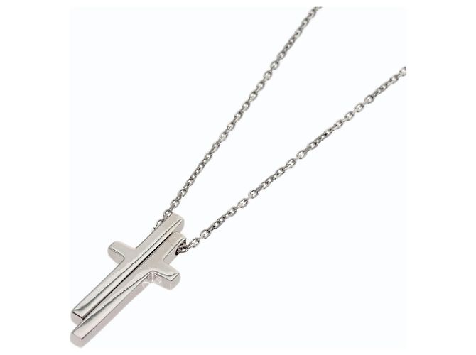 Collar de Cruz Separada Gucci en Oro Blanco 18K