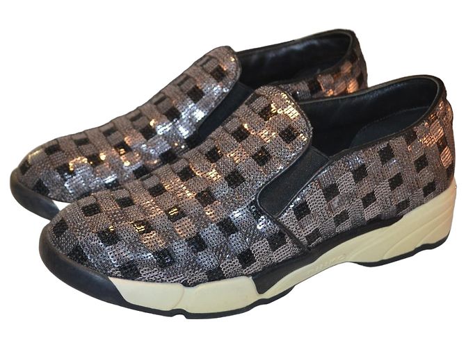 Baskets Pinko à paillettes Noir Argenté