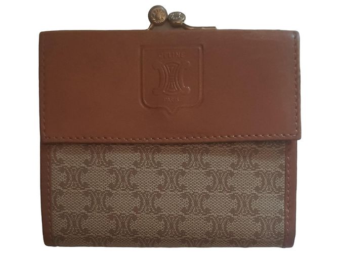 Céline Portafoglio Celine Triomphe in tela e pelle Marrone Monogramma