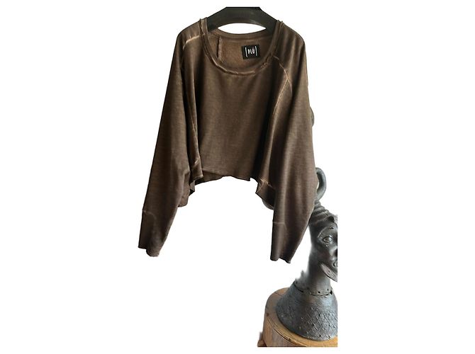 Munthe Plus Simonsen Sudadera corta PLU marrón efecto tie-dye Castaño Marrón oscuro