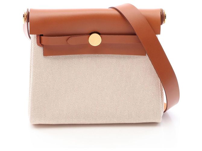 Hermès Bolsa de Ombro Hermes Herbag Zip Mini Marrom Cru