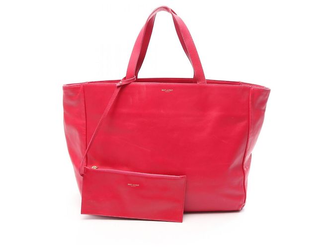 Saco Tote Yves Saint Laurent em couro rosa 