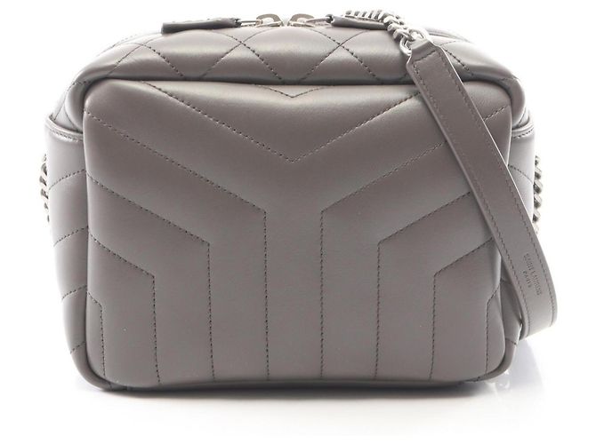 Bolsa de ombro em couro cinza Yves Saint Laurent Marrom 