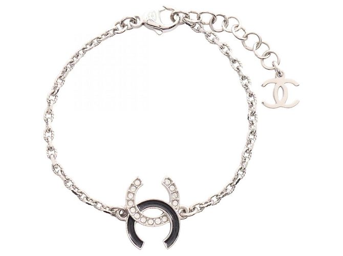 Bracelet avec breloque Chanel Coco Mark Noir Argenté