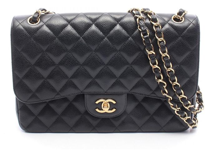 Chanel Large Matelassé Classic Double Flap Schultertasche Schwarz