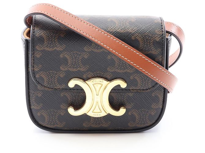 Céline Celine Mini Claude Triomphe Schultertasche Braun Schwarz