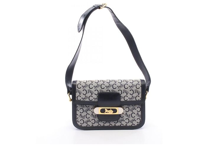 Céline Borsa a tracolla Celine C Macadam Carriage Hardware Marrone Blu navy