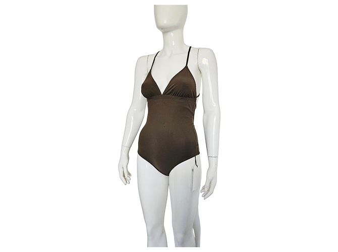 Céline Celine Triomphe Einteiler-Badeanzug in Olive Braun