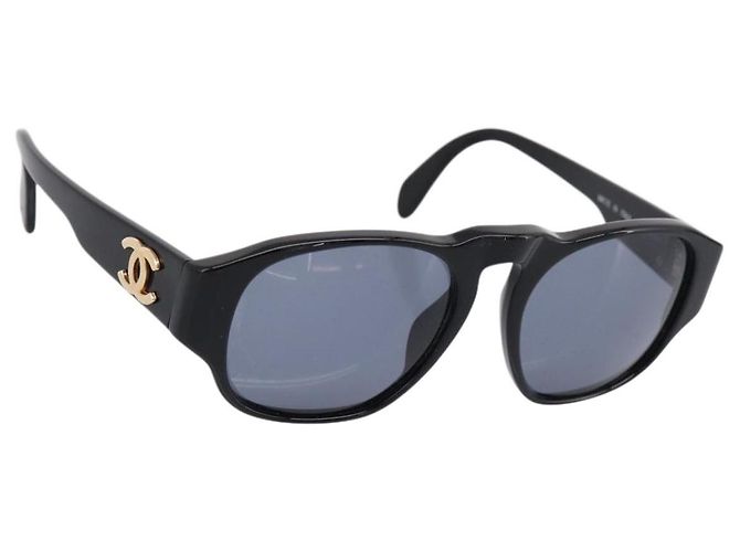 Occhiali da sole CHANEL Plastica Nero Dorato CC Auth BA15021