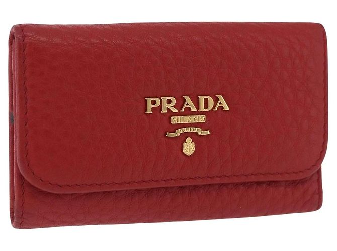 Portallaves PRADA de piel Vittero Dino Rojo Auth 195914A Roja