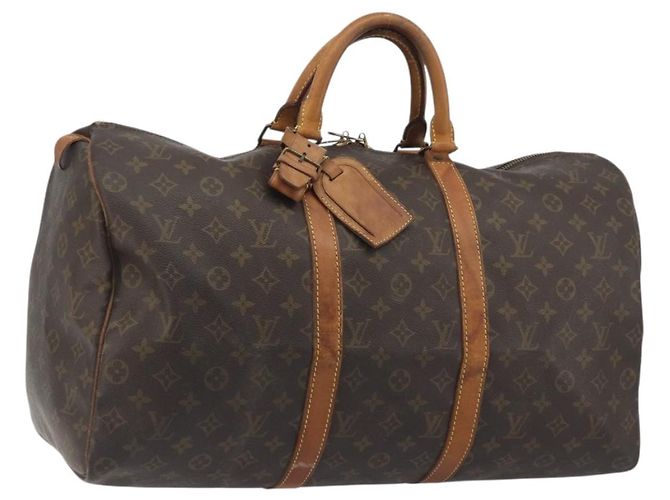 LOUIS VUITTON Monogram Keepall 50 Boston Bag M41426 LV Auth 192004 Monogramma