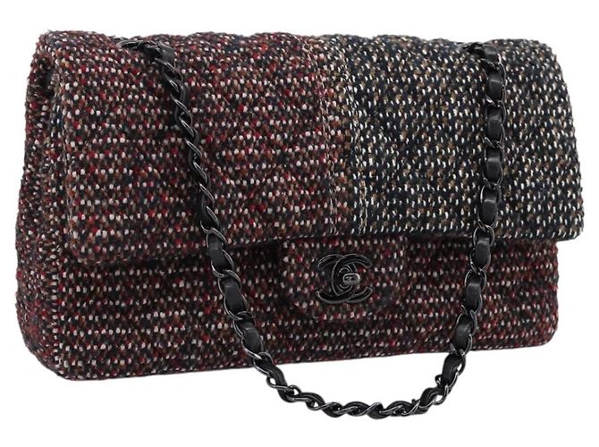 Borsa a tracolla CHANEL Chain Matelasse25 in Tweed Multicolor CC Auth 195503SAM Multicolore