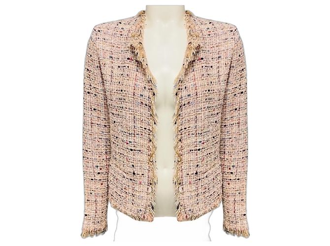 Giacca in tweed multi Shavadispe rosa blush con apertura frontale Iro