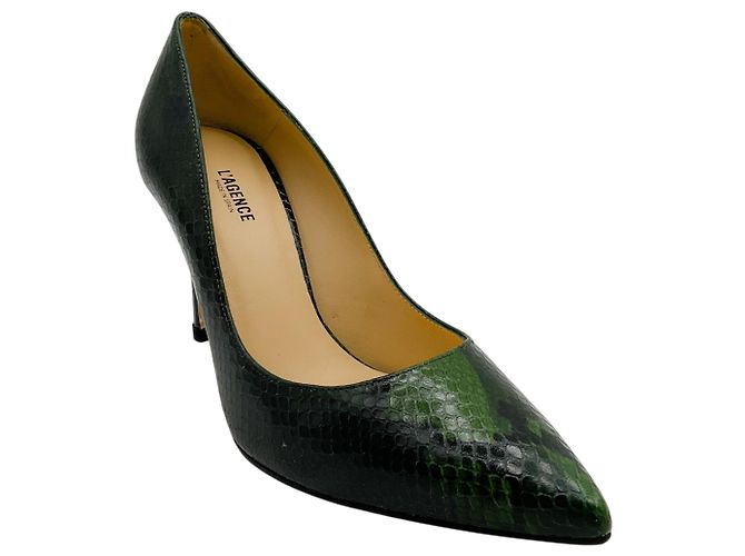 L'Agence Winter Moss Leather Snake Embossed Eloise Pumps