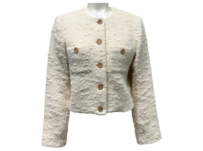 Frame Denim Giacca cropped Frame in tweed ecru con bottoni anteriori Beige