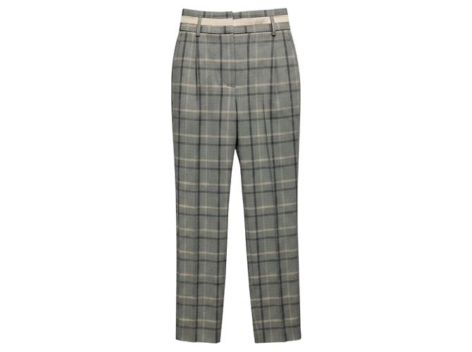 Peserico Grey Tailored Plaid Wool Pants