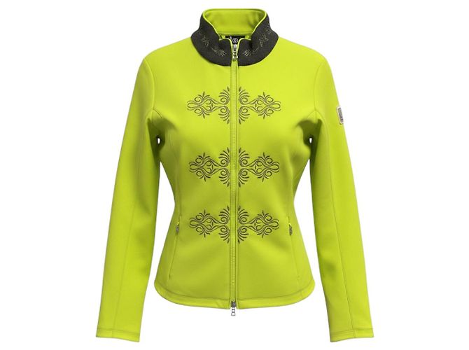 Bogner Lime Green Embroidered Zip Front Jacket