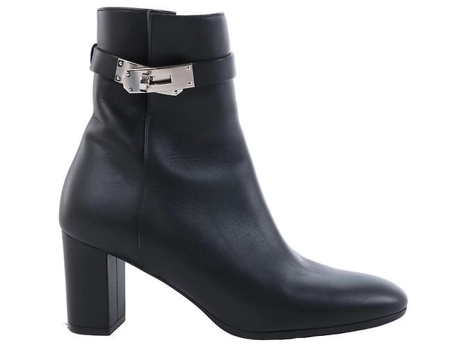 Kelly Hermès Saint Germain Leather Boots 37.5 Black