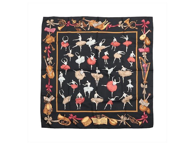 Hermès Carré 90 "La Dance" in seta, Nero