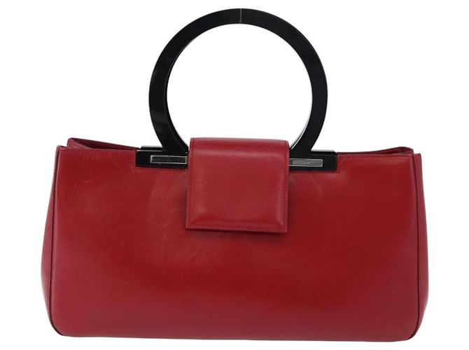 Salvatore Ferragamo Gancini Leather Medium Rosso