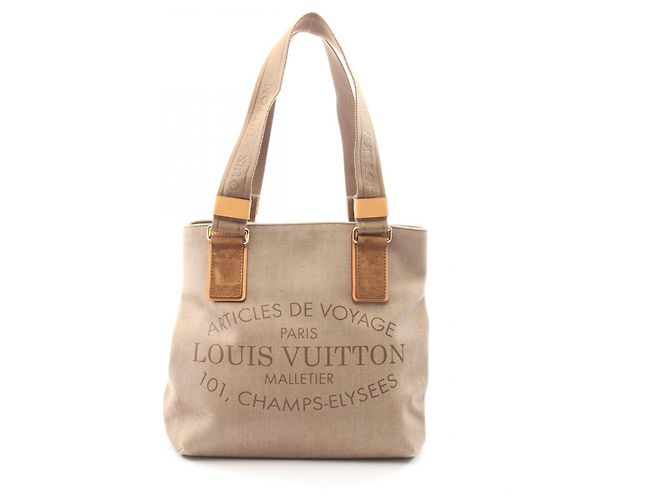 Borsa Tote Louis Vuitton Plan Soleil Cabas PM Marrone Beige