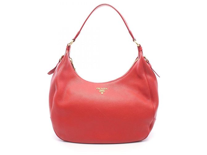 Prada Vitello Daino Schultertasche rot