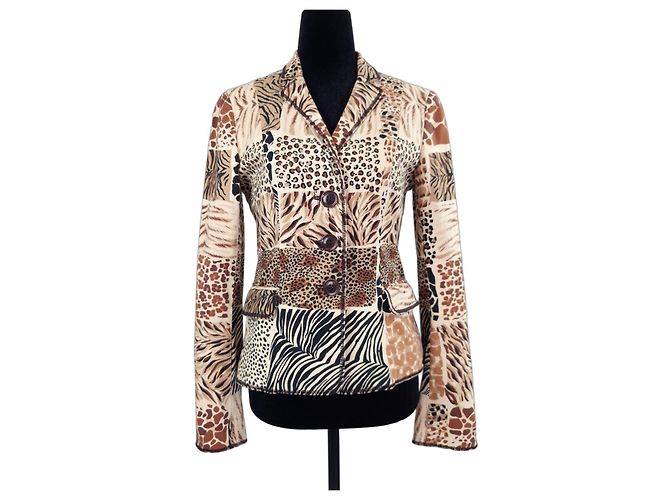Moschino Cheap and Chic giacca animalier anni 2000 Marrone