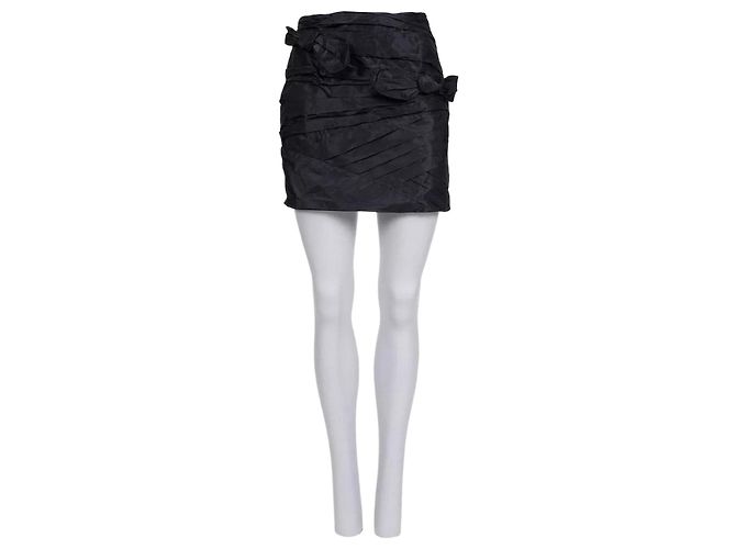 Minigonna Valentino in seta nera con fiocco - Elegante US 6 usata