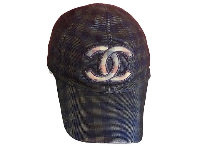 Chanel blue and grey checkered cap