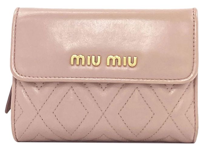 Miu Miu Logo Bi-fold Ledergeldbörse Pink
