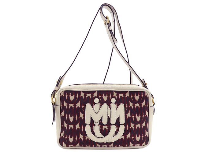 Borsa a tracolla in pelle Miu Miu Marrone Bianco