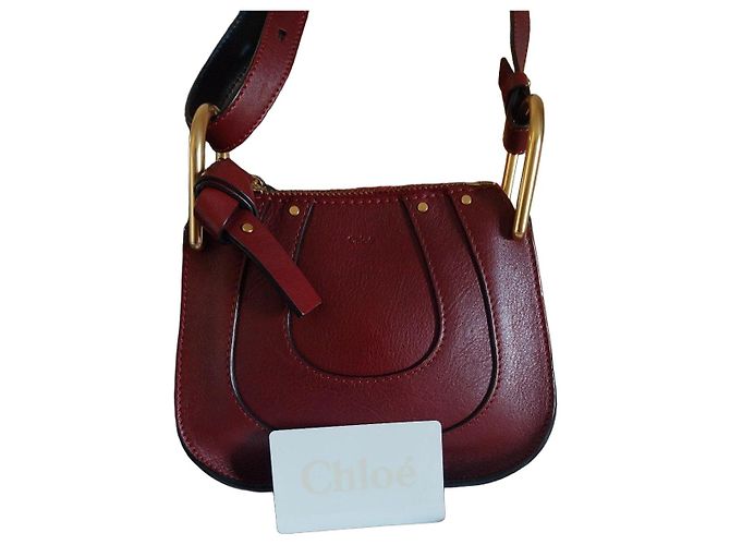 Saco de ombro Chloé Marcie em couro bordeaux Marrom
