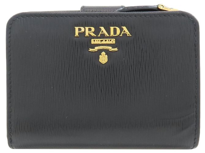 Saffiano Prada Logo Bi-fold Wallet Black
