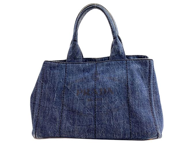 Prada B1877B Canapa Tote Bag Blau