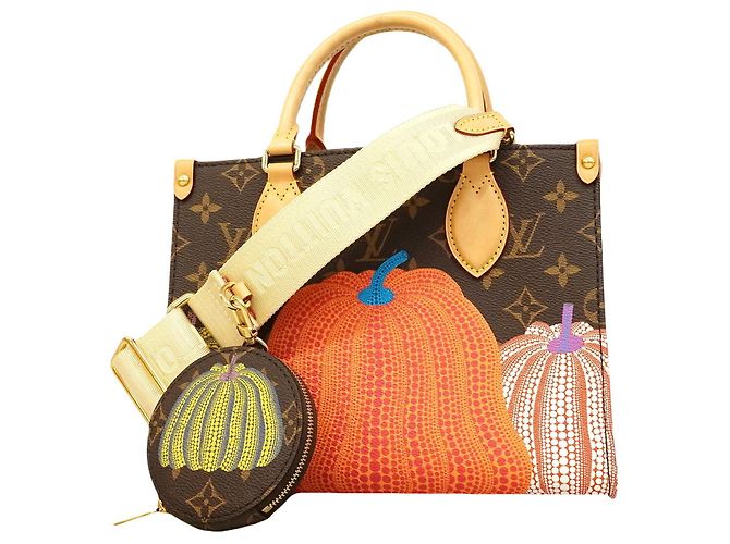 Borsa Louis Vuitton Monogram Pumpkin LV x YK OnTheGo PM Marrone Rosso