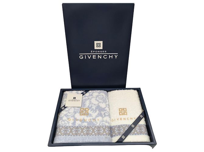 Givenchy Cotton Towel Set - 2 Pieces White Blue Beige