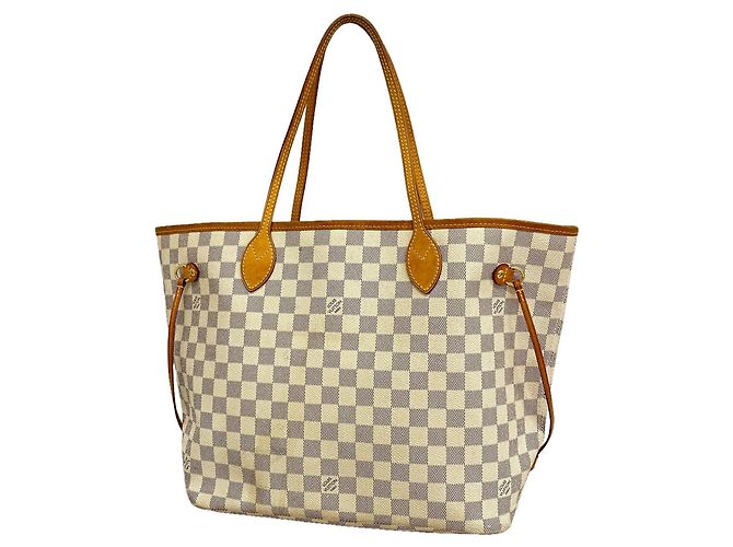 Louis Vuitton Damier Azur Neverfull MM Tote Bag Weiß
