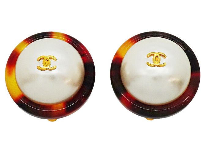 Orecchini a clip Chanel marroni e oro Marrone D'oro