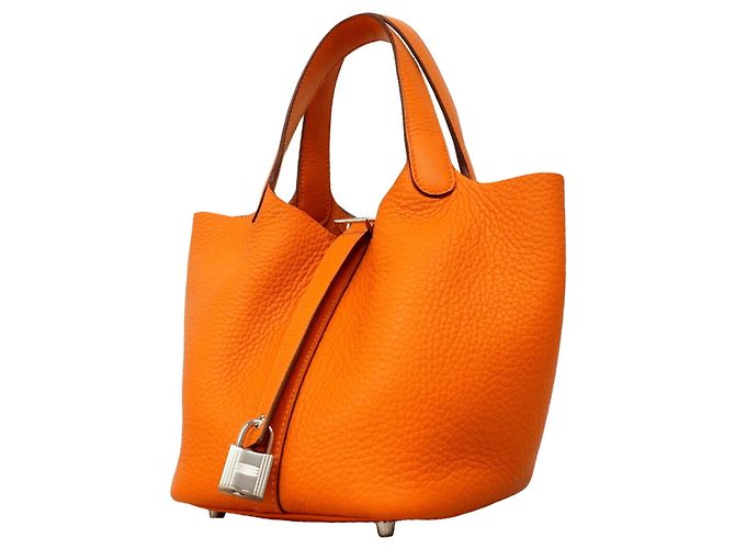 Hermès Bolsa Hermes Picotin Lock PM em Orange Laranja