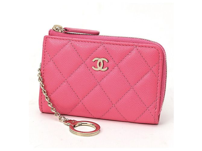 Chanel Matelassé Monedero en L AP0221 Rosa