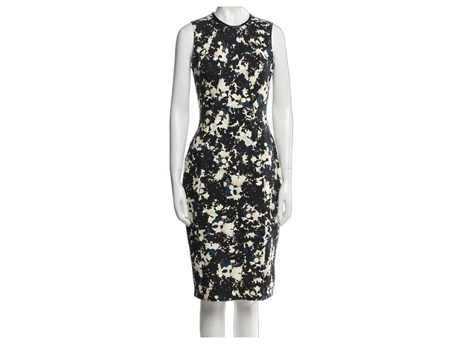 Erdem Etuikleid mit Blumenprint Schwarz Weiß Blau Grün