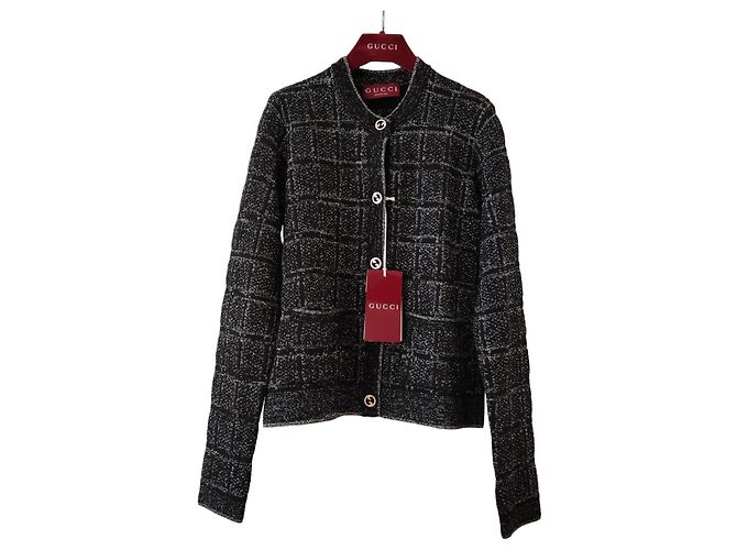 Gucci Cardigan aus Wollmischgewebe mit Schachbrettmuster Schwarz