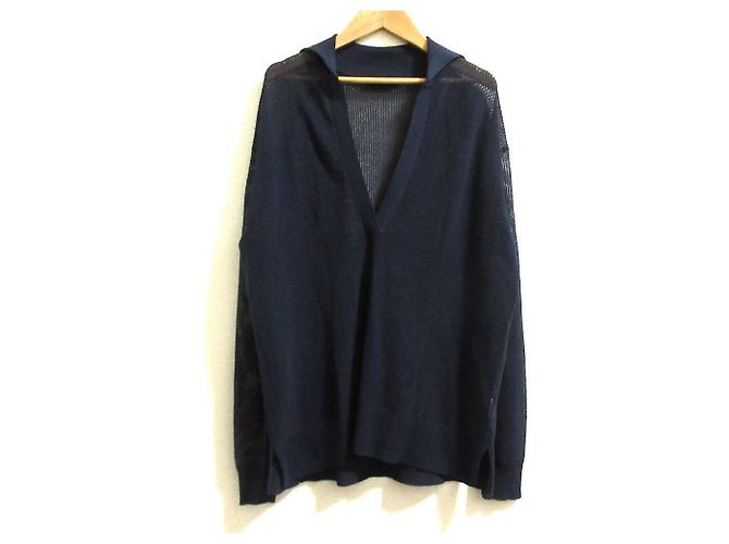 Autre Marque allureville Sheer Kanoko Pullover Knit Azul Azul marino