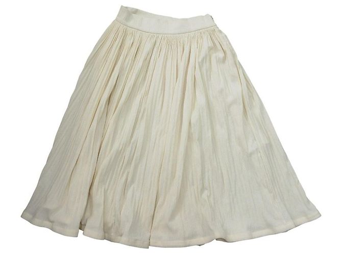 Jil Sander plissierter Midirock Beige