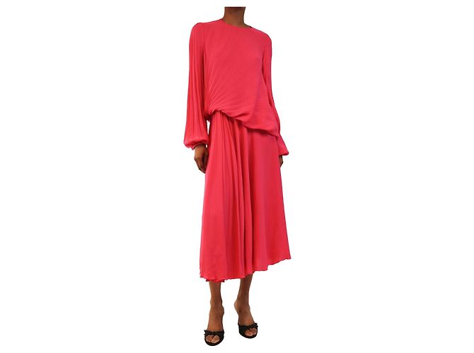 Valentino Conjunto de top y falda de seda rosa - size UK 8