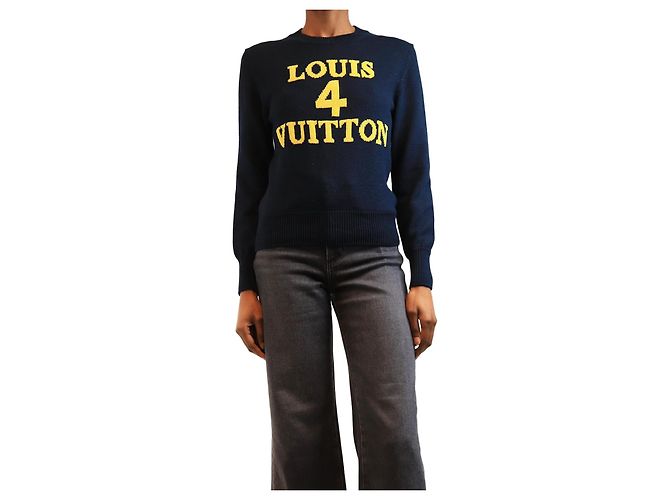 Louis Vuitton Pull bleu marine avec logo graphique - taille S