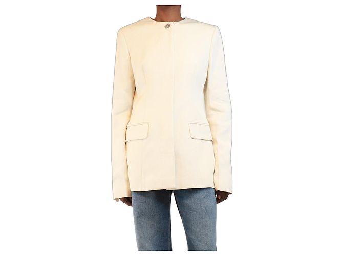 Totême Cream collarless cinched jacket - size UK 6