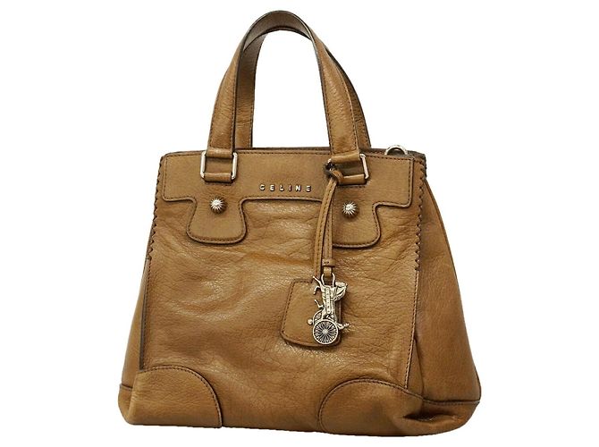 Céline Bolsa de mão Celine em couro marrom
