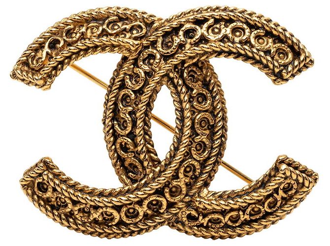 Broche Chanel Vintage Coco Mark Doré